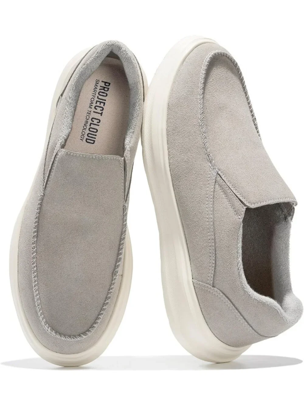 🆕Men's Ash Grey Suede Venetian Slip On Loafers Smart Foam Cushioned Shoes